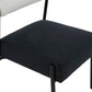 Artas Walnut Rectangular 92" Dining Table and Jolene cream black  Performance Linen Dining Chair