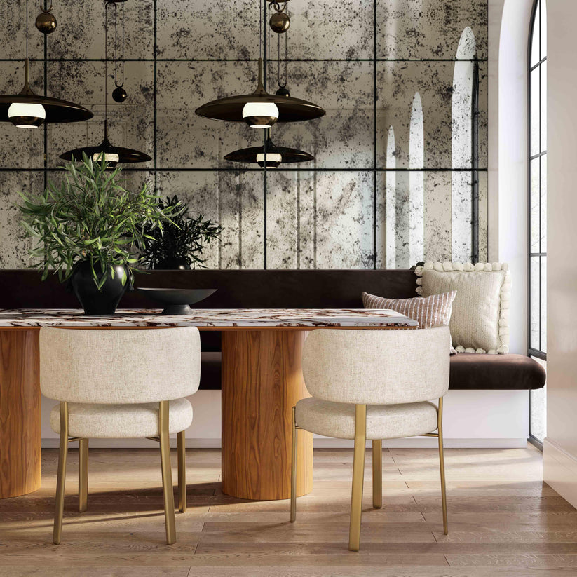 08686D-VOT Aramat Marble Ceramic 94" Rectangular Dining Table