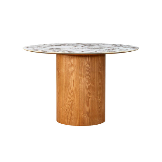 Aramat Marble Ceramic Dinette Table and Teragram Cream Performance Linen Dining Chair