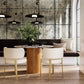 Aramat Marble Ceramic Dinette Table and Teragram Cream Performance Linen Dining Chair