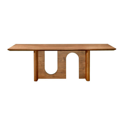 Artas Walnut Rectangular 92" Dining Table and Jolene cream black  Performance Linen Dining Chair