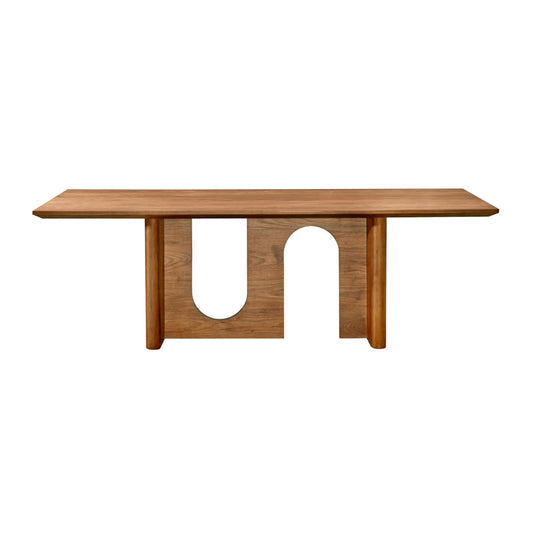 Artas Walnut Rectangular 92" Dining Table and Jolene cream black  Performance Linen Dining Chair