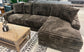 yerfmoc Oversized Corduroy Chocolate 123" Sectional with Cupholders