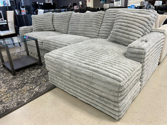 yerfmoc Oversized Corduroy Gray 123" Sectional with Cupholders