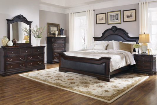 Cambridge Carved Q4PC Bedroom Set Cappuccino