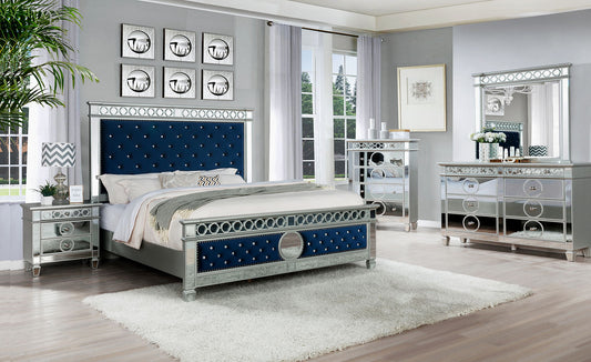 2581B Alleb King Bed Set (Blue Velvet)