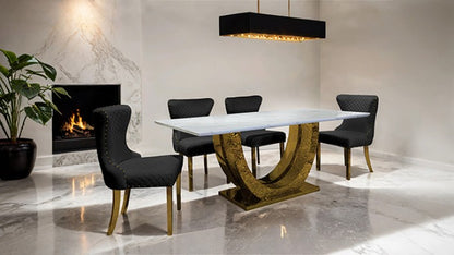 30033MF Avonatrop Dining Table and 6 Chairs Gold