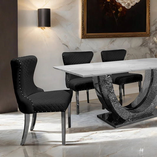 30033MF Avonatrop Dining Table and 6 Chairs Silver