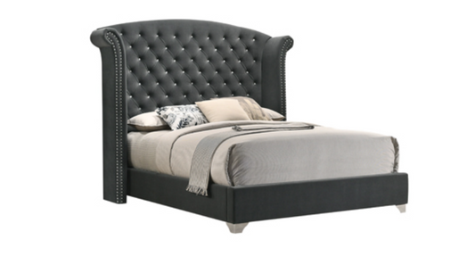 Melody Queen Wingback Upholstered Bed Grey