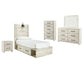 Cambeck  Panel Bed With 2 Storage Drawers With Mirrored Dresser, Chest And Nightstand