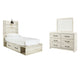 Cambeck  Panel Bed With 2 Storage Drawers With Mirrored Dresser