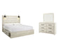 Cambeck  Panel Bed With 4 Storage Drawers With Mirrored Dresser