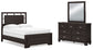 Full Panel Bed with Mirrored Dresser