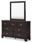 Full Panel Bed with Mirrored Dresser