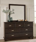 Full Panel Bed with Mirrored Dresser