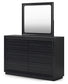 Londer Queen Panel Bed with Mirrored Dresser and Nightstand