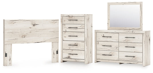Lawroy Queen Panel Headboard with Mirrored Dresser and Chest