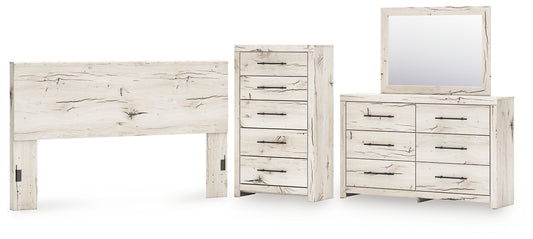 Lawroy King Panel Headboard with Mirrored Dresser and Chest