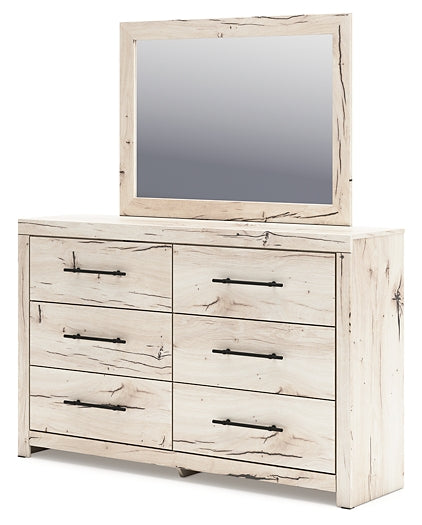 Lawroy Twin Panel Bed with Mirrored Dresser, Chest and Nightstand