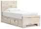 Lawroy Twin Panel Bed with Mirrored Dresser, Chest and Nightstand