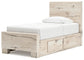 Lawroy Twin Panel Bed with Mirrored Dresser, Chest and Nightstand