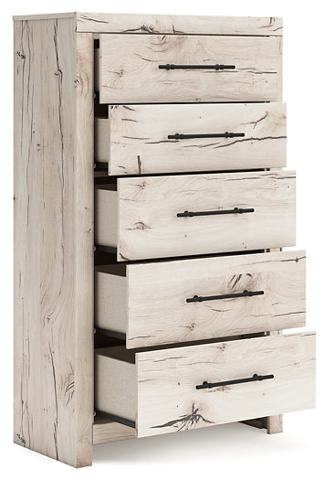 Lawroy Queen Panel Storage Bed with Mirrored Dresser, Chest and Nightstand