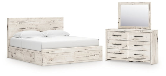 Lawroy King Panel Storage Bed with Mirrored Dresser