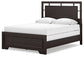 Covetown Queen Panel Bed with Mirrored Dresser, Chest and Nightstand