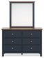 Landocken Twin Panel Headboard with Mirrored Dresser