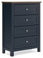 Landocken Twin Panel Headboard with Mirrored Dresser and Chest