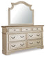 Realyn  Upholstered Panel Bed With Mirrored Dresser And Chest