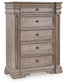 Blairhurst King Panel Bed with Mirrored Dresser, Chest and Nightstand