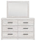 Cayboni King Panel Bed with Mirrored Dresser and Chest