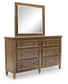 Sturlayne King Upholstered Panel Bed with Mirrored Dresser and Nightstand