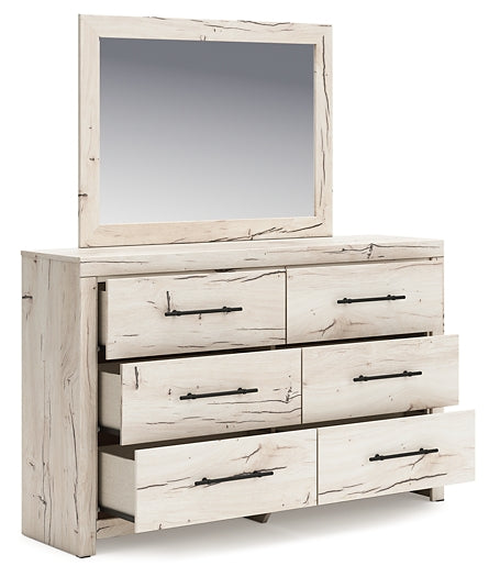 Lawroy Full Panel Headboard with Mirrored Dresser and Nightstand