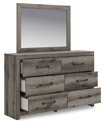 Graystorm Full Panel Bed with Mirrored Dresser