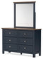 Landocken Twin Panel Headboard with Mirrored Dresser, Chest and Nightstand