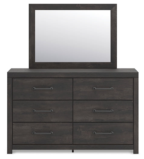 Hollivern Twin Panel Bed with Mirrored Dresser