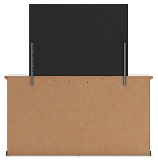 Full Panel Bed with Mirrored Dresser and Chest