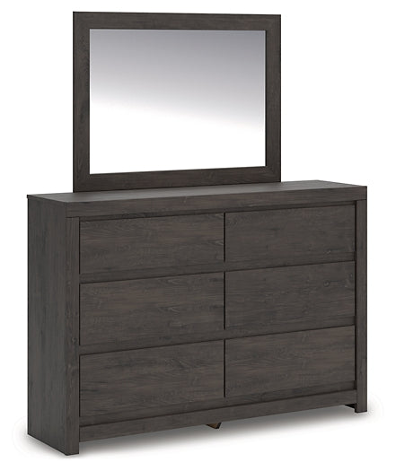 Queen Panel Storage Bed with Mirrored Dresser and Nightstand