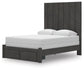 Queen Panel Storage Bed with Mirrored Dresser and Chest