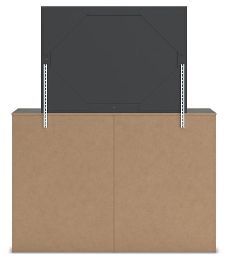 Queen Panel Storage Bed with Mirrored Dresser, Chest and Nightstand