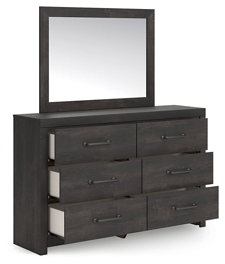 Hollivern Queen Panel Bed with Mirrored Dresser, Chest and Nightstand