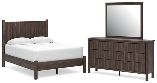 Pamytta Full Panel Platform Bed, Dresser and Mirror
