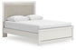 Zuraleus Queen Upholstered Panel Platform Bed, Dresser and Mirror