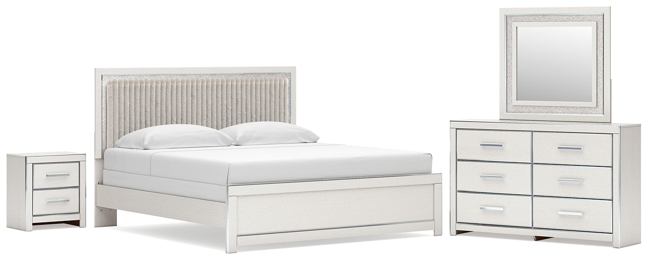 Zuraleus King Upholstered Panel Bed, Dresser, Mirror and Nightstand