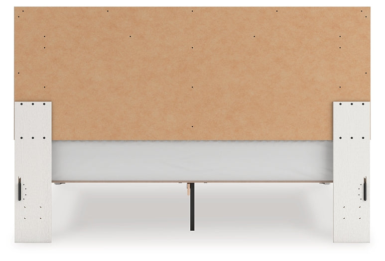 Zuraleus King Upholstered Panel Platform Bed, Dresser and Mirror