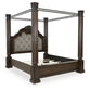 Maylee Queen Canopy Bed, Dresser, Mirror, Chest and Nightstand
