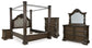 Maylee Queen Canopy Bed, Dresser, Mirror, Chest and Nightstand