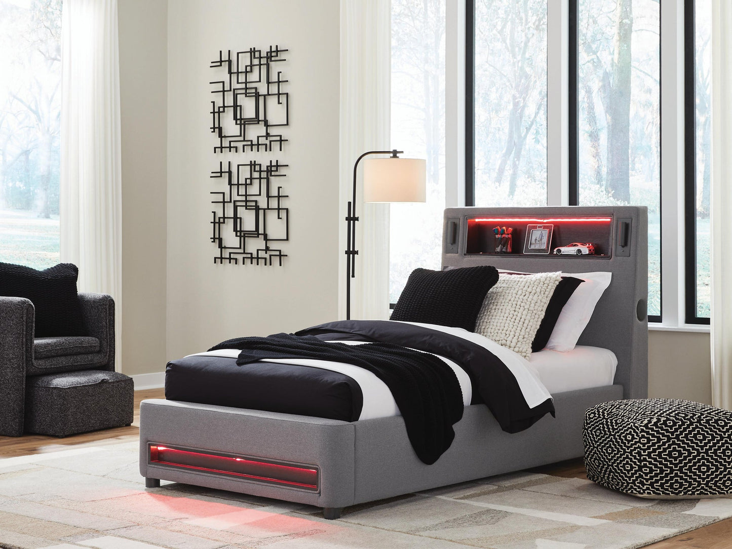 Ashley Express - Finigale Twin Upholstered Bed with Wireless Audio